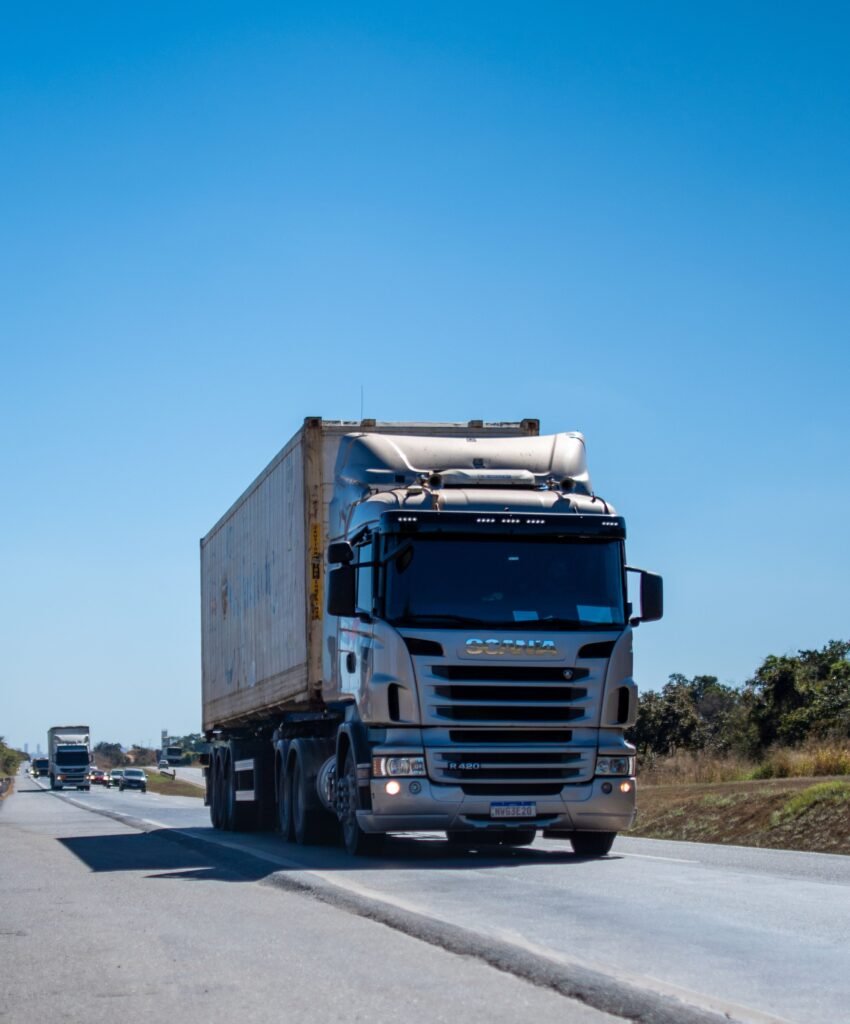 Freight truck on the road carrying cargo overland toward Zomba